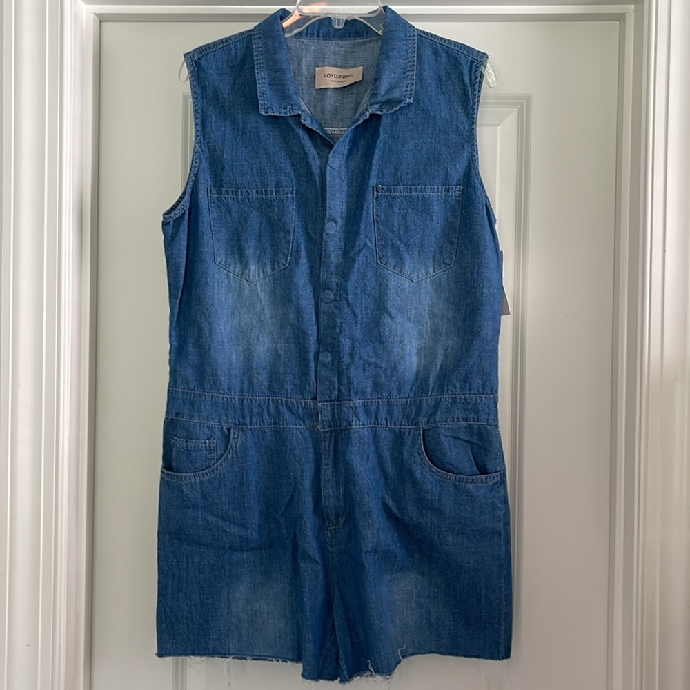 Lloyd/Ford Palm Springs Denim Romper Chambray Western Stagecoach